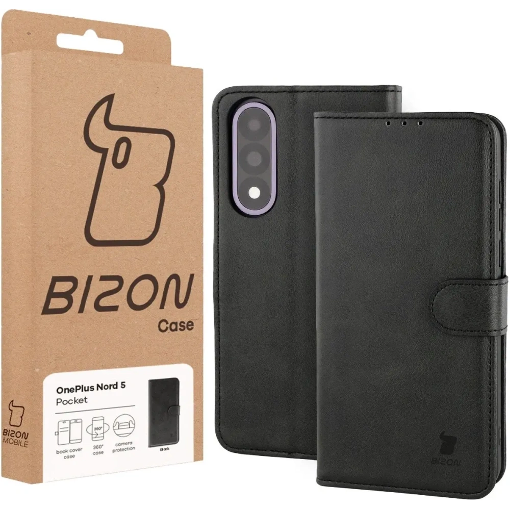 Etui z klapką Bizon Case Pocket do OnePlus Nord 5 czarne