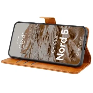 Etui z klapką Bizon Case Pocket do OnePlus Nord 5 brązowe
