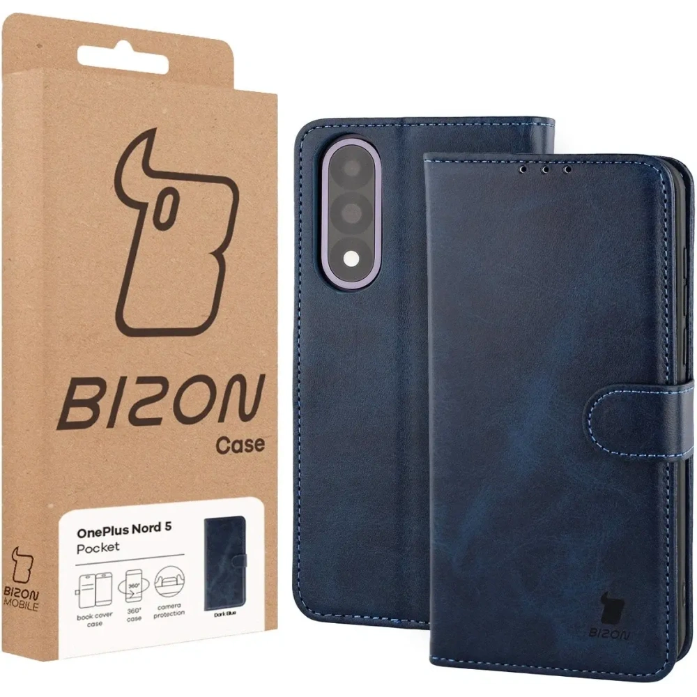 Etui z klapką Bizon Case Pocket do OnePlus Nord 5 granatowe