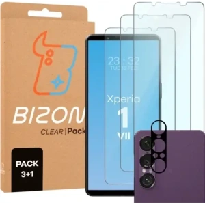 3x Szkło na ekran + szkło na aparat Bizon Glass Clear Pack do Sony Xperia 1 VII