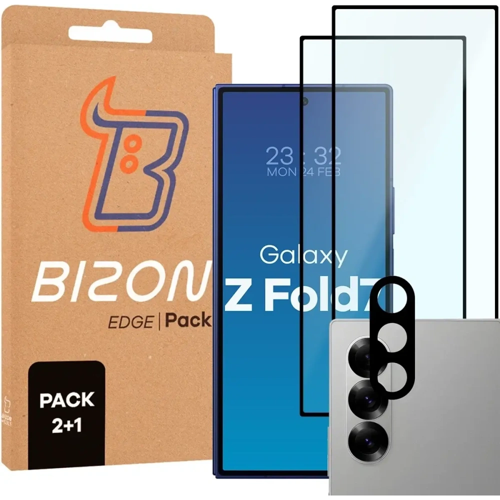 2x Szkło na ekran + szkło na aparat BIZON Edge Pack do Samsung Galaxy Z Fold7
