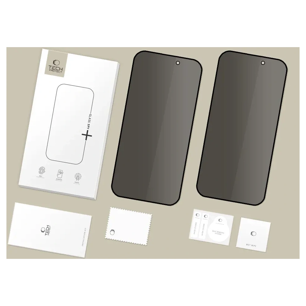 Szkło prywatyzujące Tech-Protect Glass Spy+ do Apple iPhone 16 Pro Max / 17 Pro Max Privacy [2 PACK]