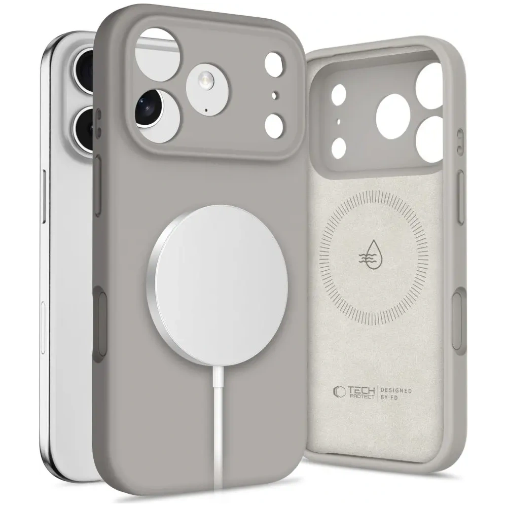 Etui Tech-Protect Silicone MagSafe do Apple iPhone 17 Pro Stone Grey