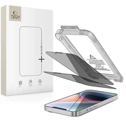 Szkło prywatyzujące Tech-Protect Quick Set Spy+ do Apple iPhone 13 / 13 Pro / 14 / 16e Privacy [2 PACK]