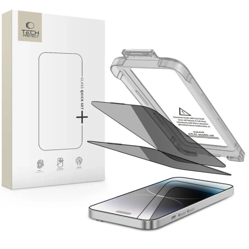 Szkło prywatyzujące Tech-Protect Quick Set Spy+ do Apple iPhone 14 Pro Privacy [2 PACK]
