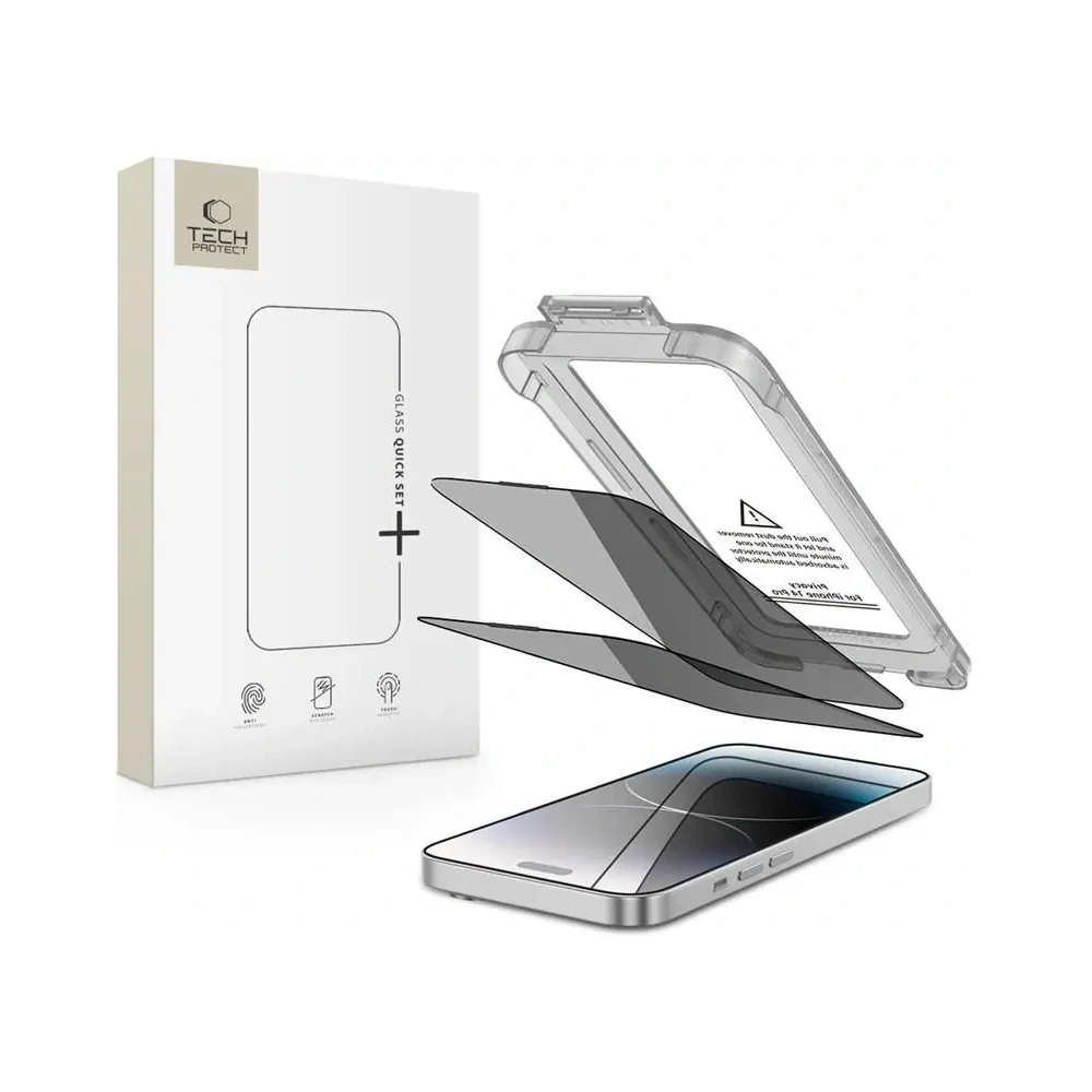 Szkło prywatyzujące Tech-Protect Quick Set Spy+ do Apple iPhone 14 Pro Privacy [2 PACK]