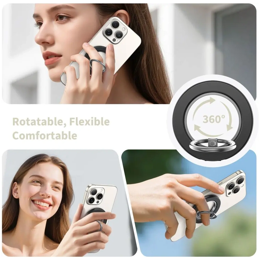 Uchwyt na palec z blaszką Tech-Protect MMR600 Magnetic MagSafe Phone Ring Satin Black