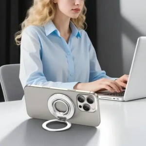 Uchwyt na palec z blaszką Tech-Protect MMR600 Magnetic MagSafe Phone Ring Satin Silver