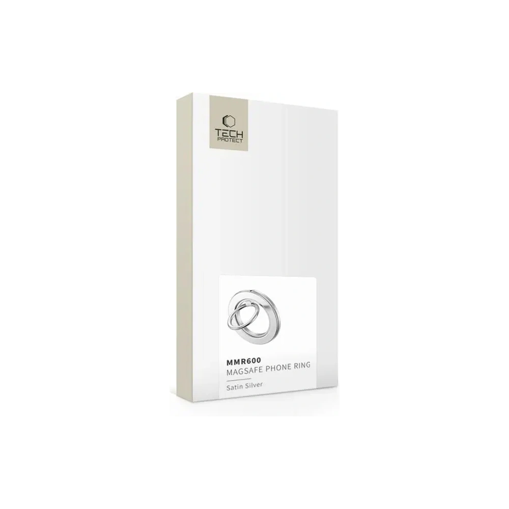 Uchwyt na palec z blaszką Tech-Protect MMR600 Magnetic MagSafe Phone Ring Satin Silver