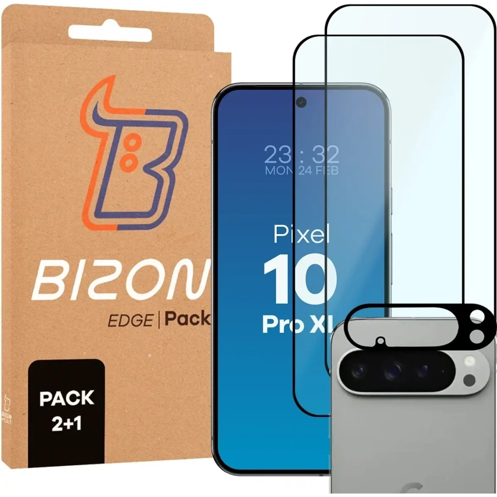 2x Szkło na ekran + szkło na aparat BIZON Edge Pack do Google Pixel 10 Pro XL