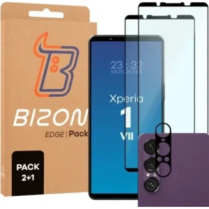 2x Szkło na ekran + szkło na aparat BIZON Edge Pack do Sony Xperia 1 VII