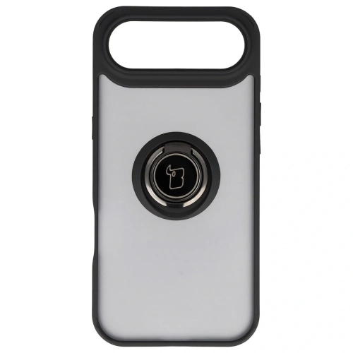 Etui z uchwytem na palec Bizon Case Hybrid Ring do Apple iPhone 17 Air przydymione z czarną ramką