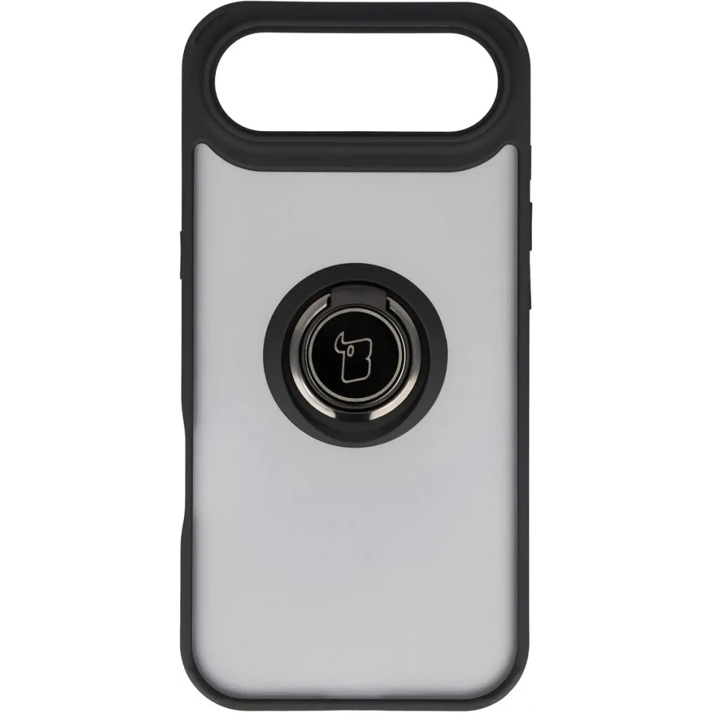 Etui z uchwytem na palec Bizon Case Hybrid Ring do Apple iPhone Air przydymione z czarną ramką