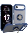 Etui z uchwytem na palec Bizon Case Hybrid Ring do Apple iPhone 17 Air przydymione z granatową ramką