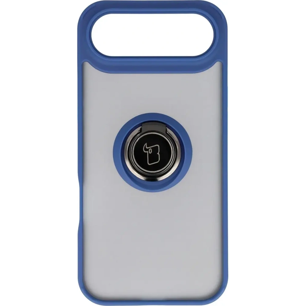 Etui z uchwytem na palec Bizon Case Hybrid Ring do Apple iPhone Air przydymione z granatową ramką