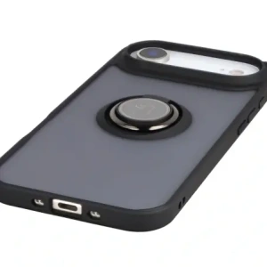 Etui z uchwytem na palec Bizon Case Hybrid Ring do Apple iPhone 17 Air przydymione z czarną ramką