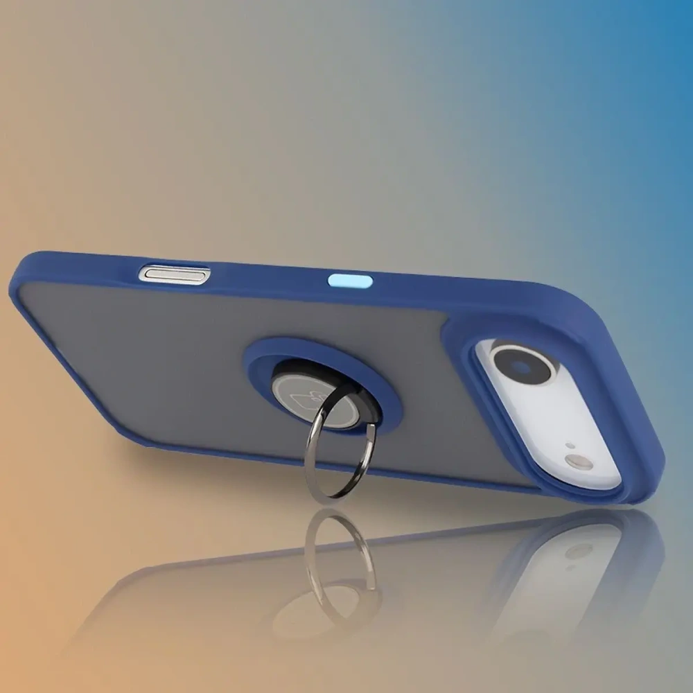 Etui z uchwytem na palec Bizon Case Hybrid Ring do Apple iPhone Air przydymione z granatową ramką