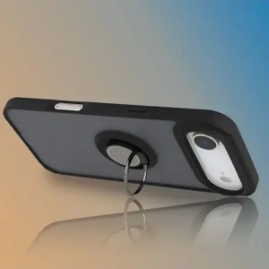 Etui z uchwytem na palec Bizon Case Hybrid Ring do Apple iPhone 17 Air przydymione z czarną ramką