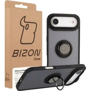 Etui z uchwytem na palec Bizon Case Hybrid Ring do Apple iPhone 17 Air przydymione z czarną ramką