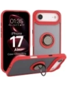 Etui z uchwytem na palec Bizon Case Hybrid Ring do Apple iPhone 17 Air przydymione z czerwoną ramką