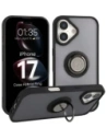 Etui z uchwytem na palec Bizon Case Hybrid Ring do Apple iPhone 17 przydymione z czarną ramką