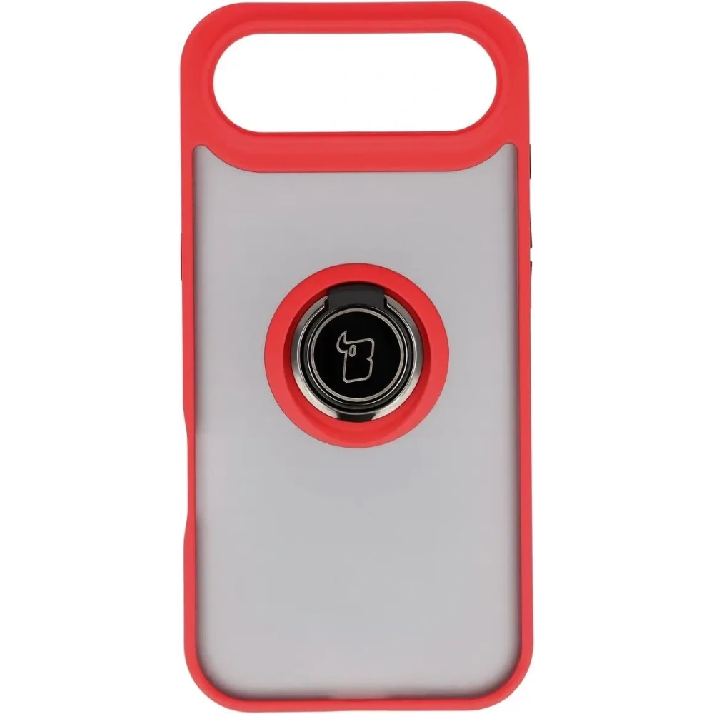 Etui z uchwytem na palec Bizon Case Hybrid Ring do Apple iPhone Air przydymione z czerwoną ramką