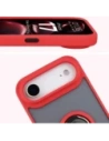 Etui z uchwytem na palec Bizon Case Hybrid Ring do Apple iPhone 17 Air przydymione z czerwoną ramką