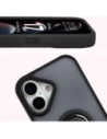 Etui z uchwytem na palec Bizon Case Hybrid Ring do Apple iPhone 17 przydymione z czarną ramką
