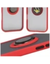Etui z uchwytem na palec Bizon Case Hybrid Ring do Apple iPhone 17 Air przydymione z czerwoną ramką
