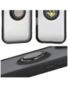 Etui z uchwytem na palec Bizon Case Hybrid Ring do Apple iPhone 17 przydymione z czarną ramką