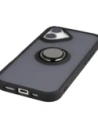 Etui z uchwytem na palec Bizon Case Hybrid Ring do Apple iPhone 17 przydymione z czarną ramką