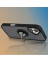 Etui z uchwytem na palec Bizon Case Hybrid Ring do Apple iPhone 17 przydymione z czarną ramką
