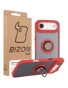 Etui z uchwytem na palec Bizon Case Hybrid Ring do Apple iPhone 17 Air przydymione z czerwoną ramką