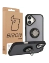 Etui z uchwytem na palec Bizon Case Hybrid Ring do Apple iPhone 17 przydymione z czarną ramką