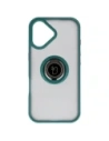 Etui z uchwytem na palec Bizon Case Hybrid Ring do Apple iPhone 17 przydymione z ciemnozieloną ramką