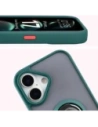 Etui z uchwytem na palec Bizon Case Hybrid Ring do Apple iPhone 17 przydymione z ciemnozieloną ramką