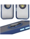 Etui z uchwytem na palec Bizon Case Hybrid Ring do Apple iPhone 17 przydymione z granatową ramką
