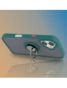 Etui z uchwytem na palec Bizon Case Hybrid Ring do Apple iPhone 17 przydymione z ciemnozieloną ramką