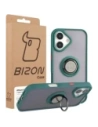 Etui z uchwytem na palec Bizon Case Hybrid Ring do Apple iPhone 17 przydymione z ciemnozieloną ramką