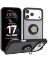 Etui z uchwytem na palec Bizon Case Hybrid Ring do Apple iPhone 17 Pro Max przydymione z czarną ramką