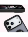 Etui z uchwytem na palec Bizon Case Hybrid Ring do Apple iPhone 17 Pro Max przydymione z czarną ramką