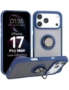Etui z uchwytem na palec Bizon Case Hybrid Ring do Apple iPhone 17 Pro Max przydymione z granatową ramką