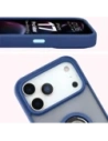 Etui z uchwytem na palec Bizon Case Hybrid Ring do Apple iPhone 17 Pro Max przydymione z granatową ramką