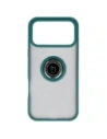 Etui z uchwytem na palec Bizon Case Hybrid Ring do Apple iPhone 17 Pro Max przydymione z ciemnozieloną ramką