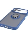 Etui z uchwytem na palec Bizon Case Hybrid Ring do Apple iPhone 17 Pro Max przydymione z granatową ramką