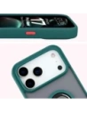 Etui z uchwytem na palec Bizon Case Hybrid Ring do Apple iPhone 17 Pro Max przydymione z ciemnozieloną ramką