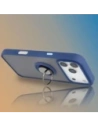 Etui z uchwytem na palec Bizon Case Hybrid Ring do Apple iPhone 17 Pro Max przydymione z granatową ramką