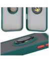 Etui z uchwytem na palec Bizon Case Hybrid Ring do Apple iPhone 17 Pro Max przydymione z ciemnozieloną ramką