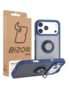 Etui z uchwytem na palec Bizon Case Hybrid Ring do Apple iPhone 17 Pro Max przydymione z granatową ramką