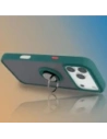 Etui z uchwytem na palec Bizon Case Hybrid Ring do Apple iPhone 17 Pro Max przydymione z ciemnozieloną ramką